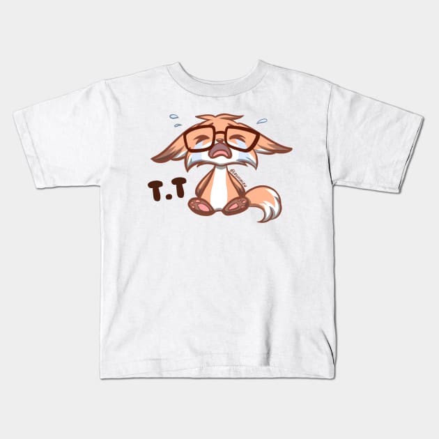 Cute Kawaii Nerd Fox crying TT Kids T-Shirt by Kyumotea